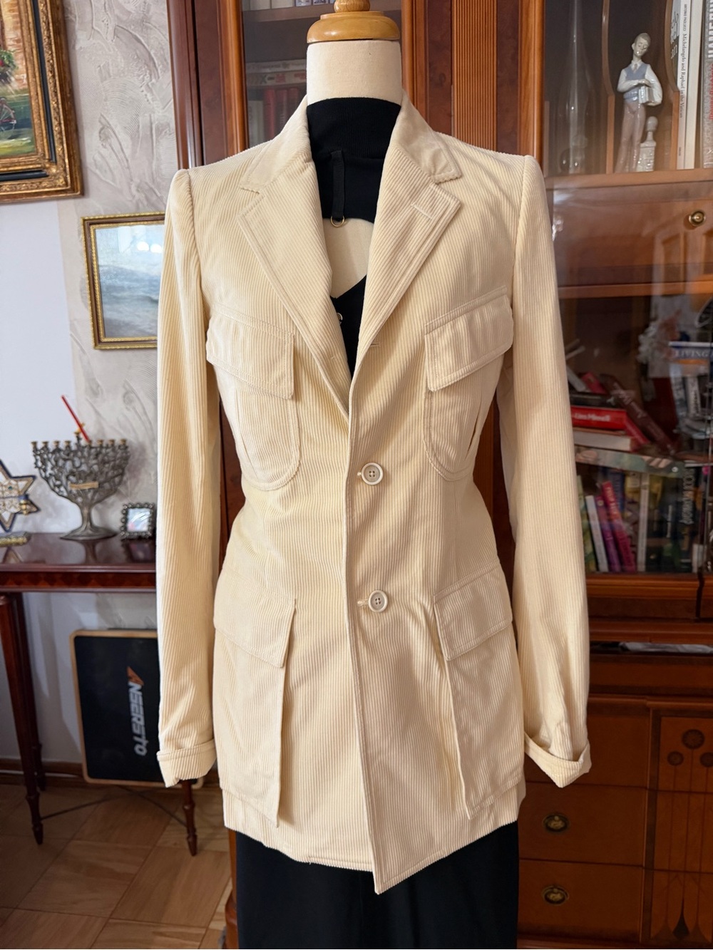 Runway Ralph Lauren Purple Label Shannon 2015 iv Corduroy Safari Blazer Jacket
